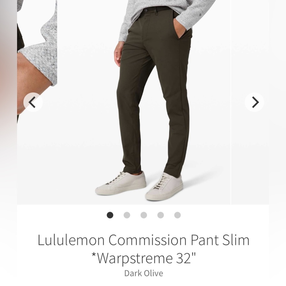 Lululemon Commission Pant Slim *Warpstreme, Dark Olive, 34W x 32L